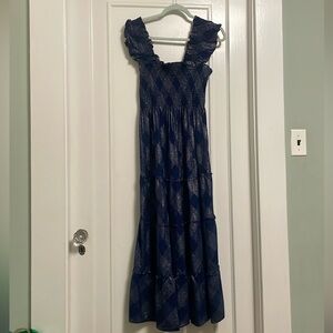 Hill House Home Ellie Nap Dress in Navy Metallic Check